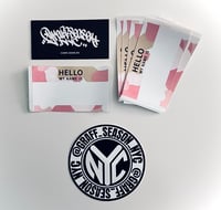 Image 1 of HELLO MY NAME IS PINK CAMO EGGSHELL STICKERS