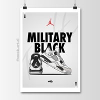 Image 1 of Air Jordan 4 “Military Black” Sneaker Print