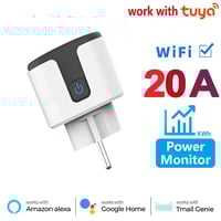 Smart Socket Wi-Fi EU Plug 20A With Power Monitoring Timer Home Support Google Alice SmartThings Ale