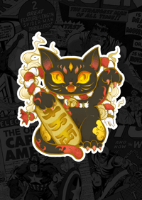 Image 1 of Maneki-neko Black 招き猫ブラック- Sticker // ** FREE SHIPPING **
