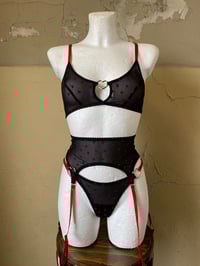 Image 3 of Black Mesh Hearts Bra