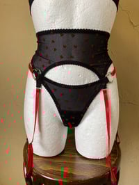 Image 3 of Black Mesh Hearts Garter Belt