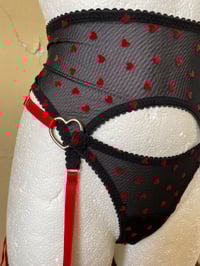 Image 4 of Black Mesh Hearts Garter Belt