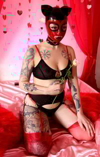Image 1 of Black Mesh Hearts Garter Belt