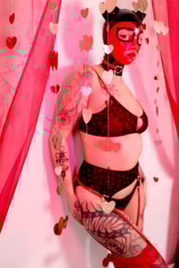 Image 2 of Black Mesh Hearts Garter Belt