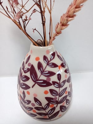 Image of Petit vase feuilles pois 