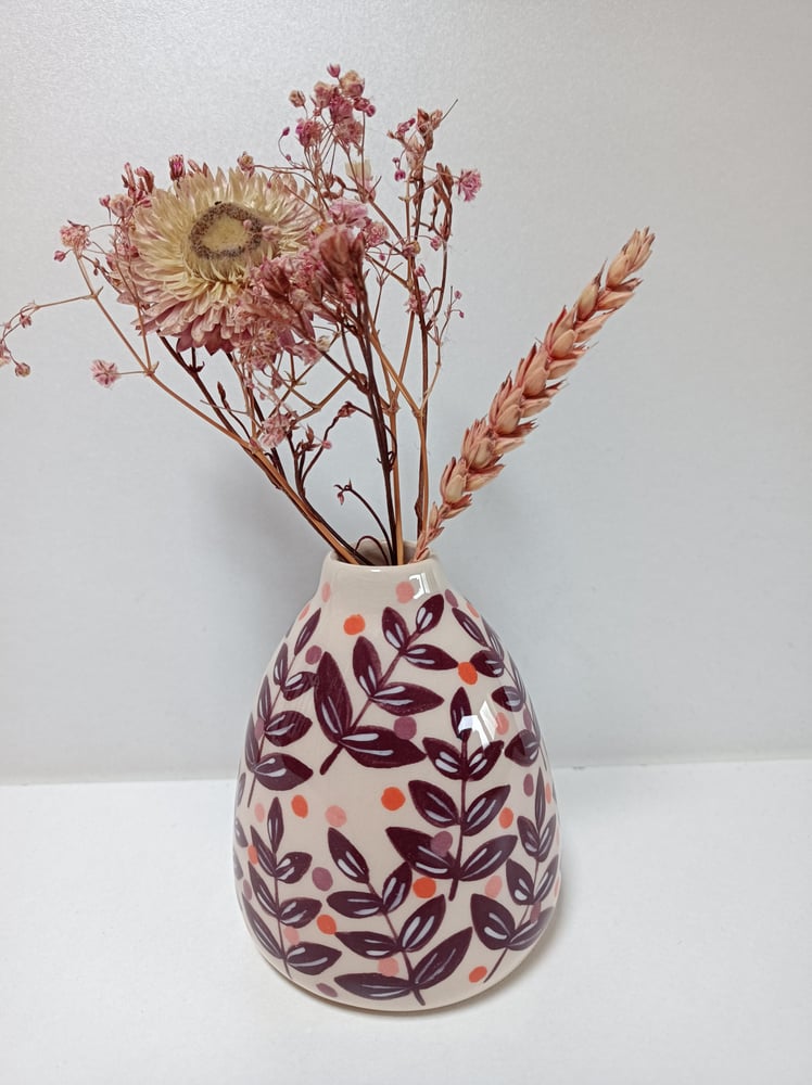 Image of Petit vase feuilles pois 