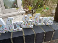 Image 1 of Freestanding wooden  hand painted Mr & Mrs 