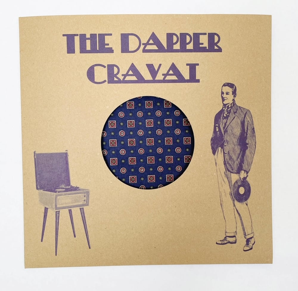 Image of Gents Navy Squares Print Cravat and Pocket Square