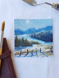 Image 1 of Early Light On Grass and Snow -Original Acrylic Painting 