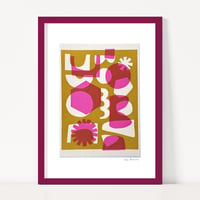 Image 2 of Hot Pink Hexagon Fabric Print