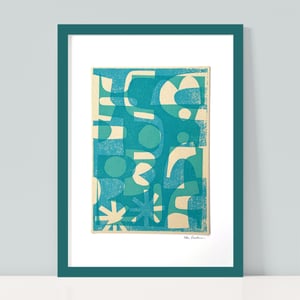 Image of Textured Blues Abstract Fabric Print