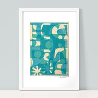 Image 1 of Textured Blues Abstract Fabric Print