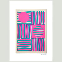 Image 3 of Pink Circles and Stripes Fabric Print