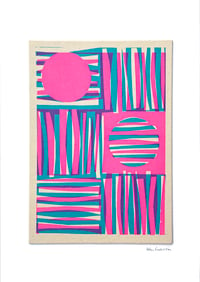 Image 4 of Pink Circles and Stripes Fabric Print