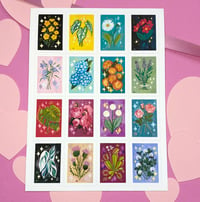 Botanical Stamp Sticker Sheet