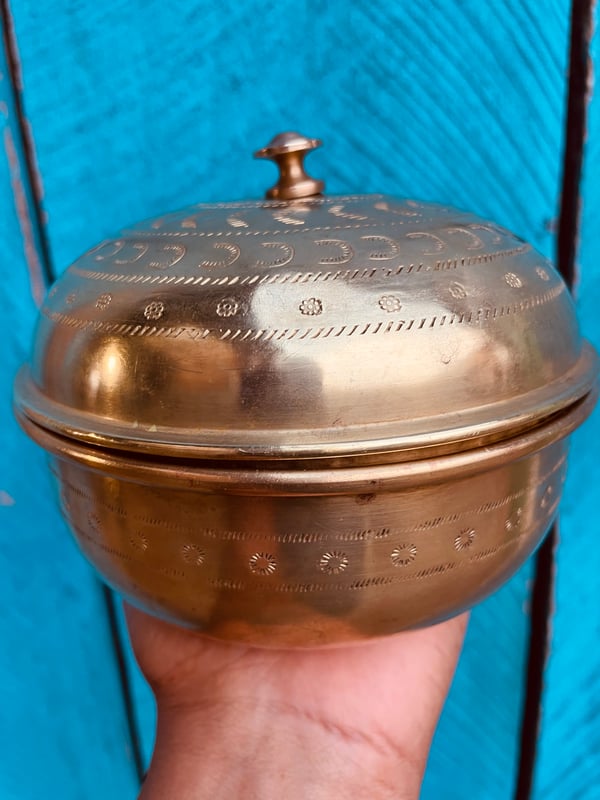 Image of Mini Tribal Brass Shrine/Altar Bowl with Cover