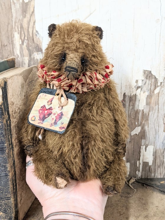 Image of Be My Valentine! - 9" Vintage Style Chocolate Mohair Teddy Bear by Whendi's Bears