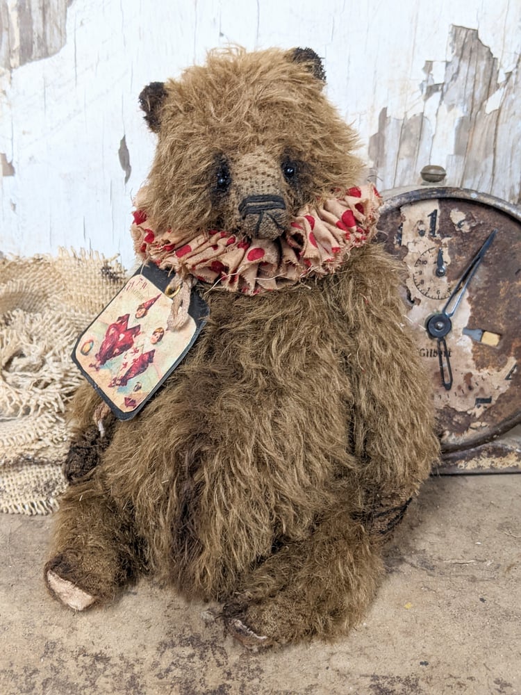 Image of Be My Valentine! - 9" Vintage Style Chocolate Mohair Teddy Bear by Whendi's Bears