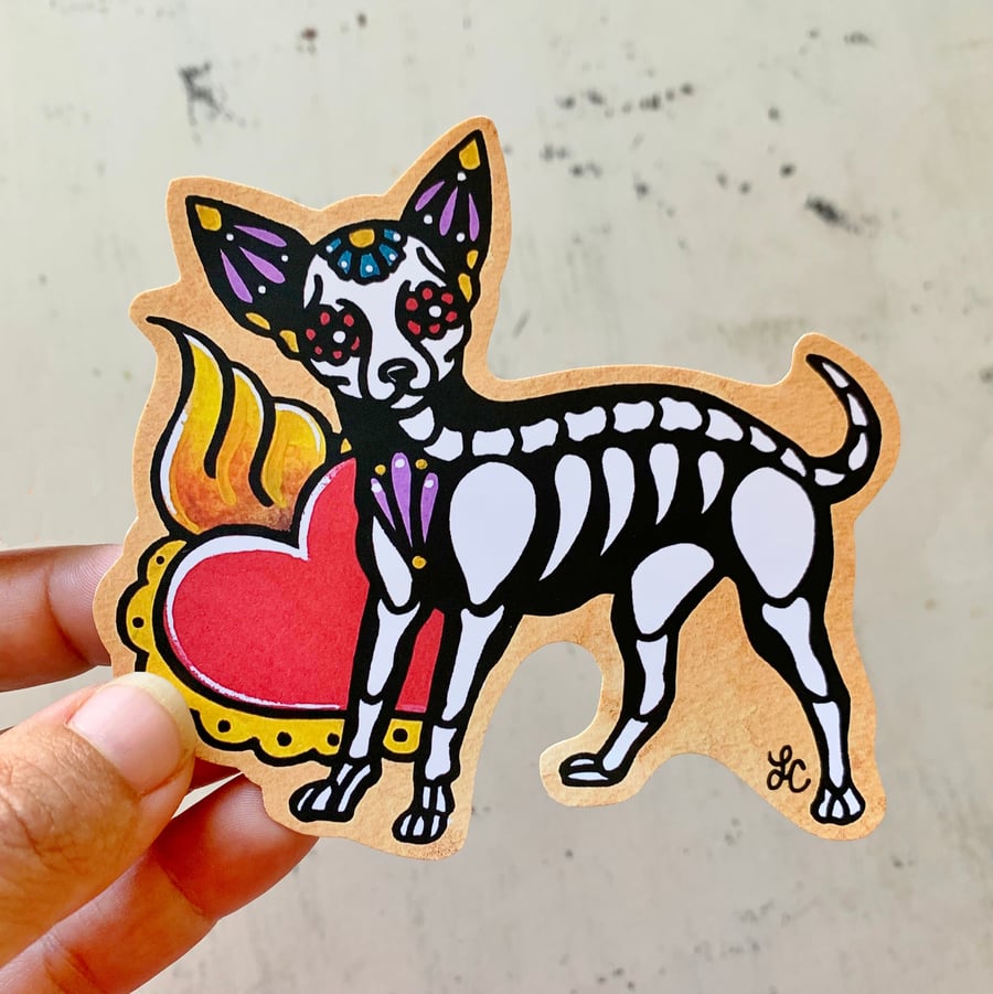 Image of Day of the Dead Chihuahua Sticker Decal