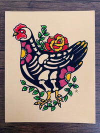 Image 2 of Day of the Dead Chicken Mexican Folk Art Print