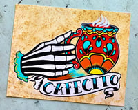 Image 1 of Day of the Dead "Cafecito" Coffee Tattoo Art Print