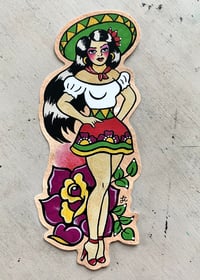 Image 1 of Traditional Tattoo Mexican Pin-up Sticker Decal