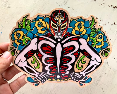 Image of Day of the Dead Luchador Mexican Wrestler Sticker Decal