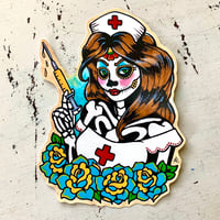 Image 1 of Day of the Dead Nurse Sticker Decal