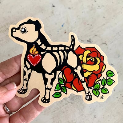 Image of Day of the Dead Pit Bull Sticker Decal