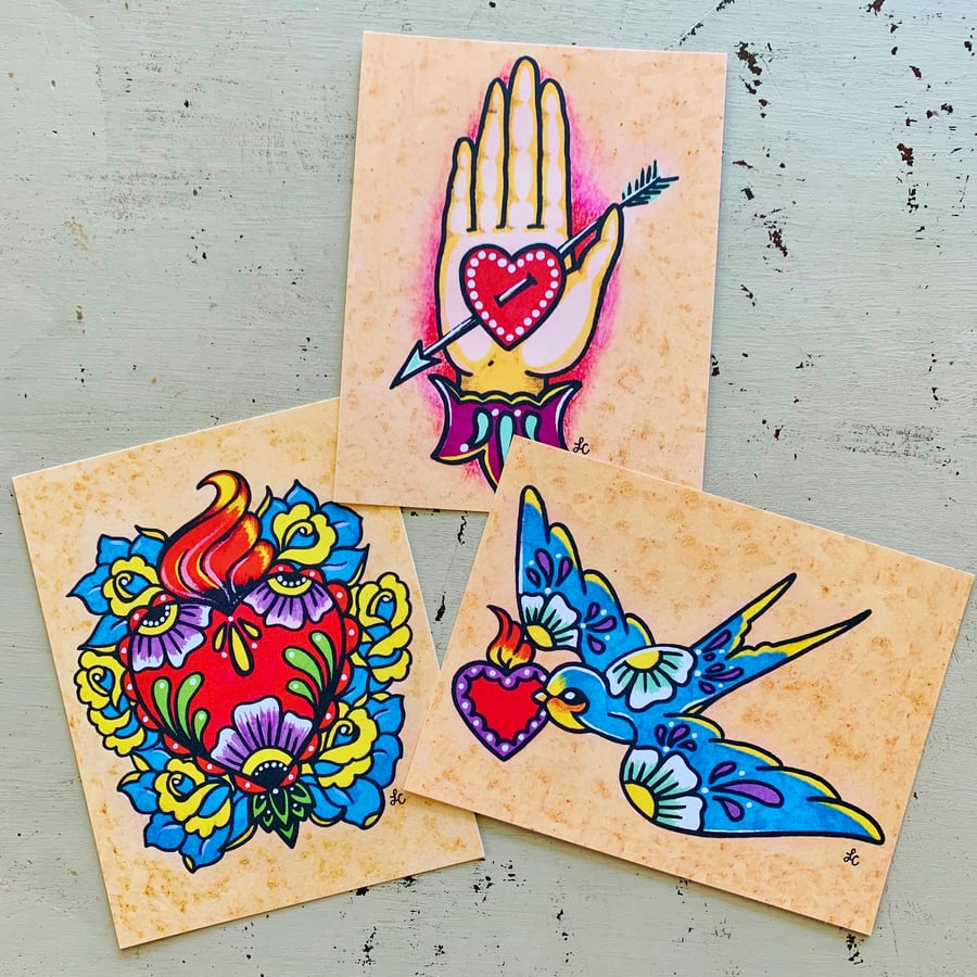Image of Mexican Folk Art Sacred Heart Postcard Set 