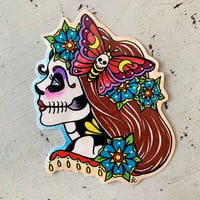 Image 1 of Day of the Dead Girl Moth Garland Sticker Decal