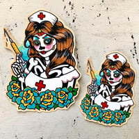Image 2 of Day of the Dead Nurse Sticker Decal