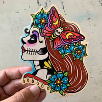 Image 2 of Day of the Dead Girl Moth Garland Sticker Decal