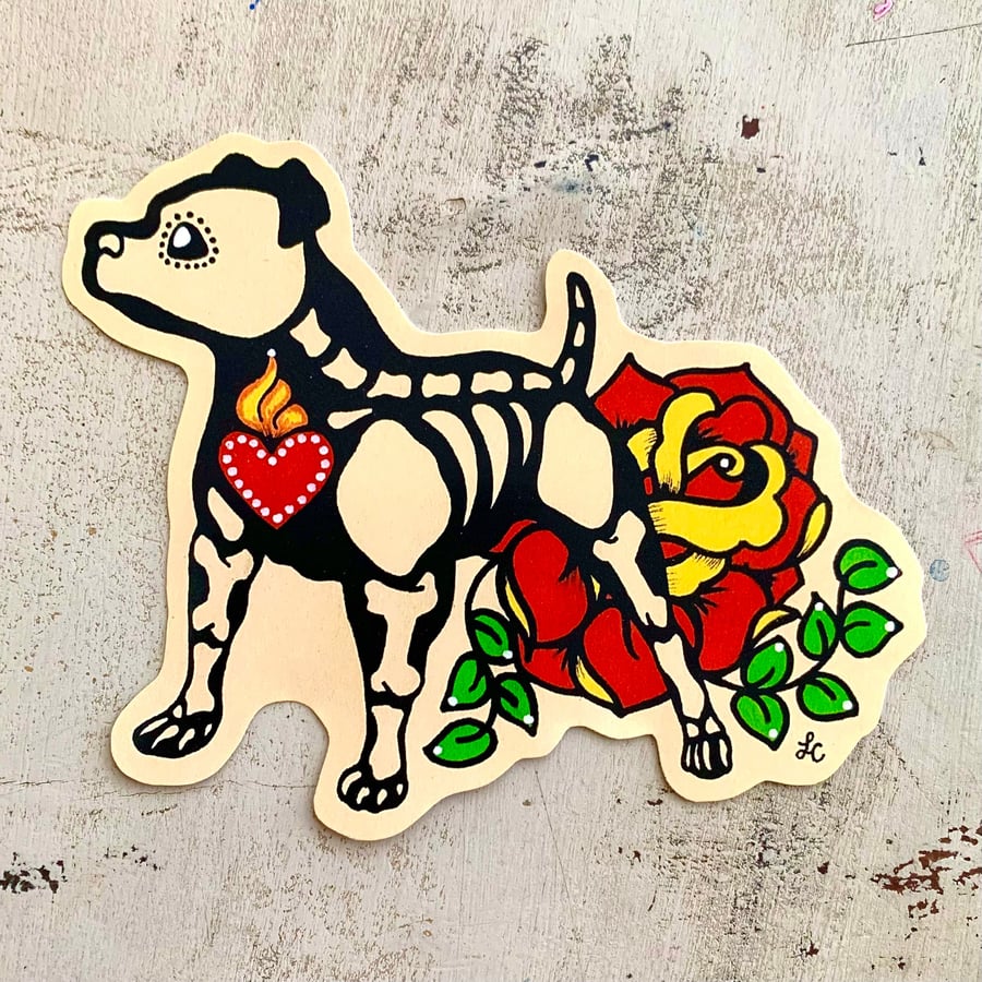 Image of Day of the Dead Pit Bull Sticker Decal