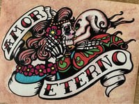 Image 1 of Day of the Dead "Amor Eterno" Sugar Skull Love Couple Art Print