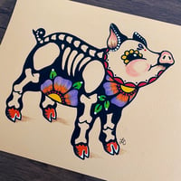 Image 2 of Day of the Dead Pig Mexican Folk Art Print