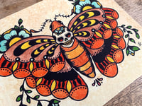 Image 2 of Traditional Tattoo Death MOTH Sugar Skull Art Print 