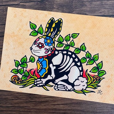Image of Day of the Dead Bunny Rabbit Art Print