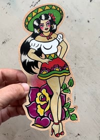 Image 2 of Traditional Tattoo Mexican Pin-up Sticker Decal