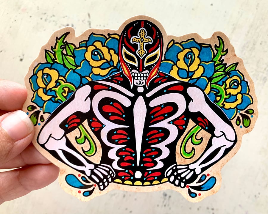 Image of Day of the Dead Luchador Mexican Wrestler Sticker Decal