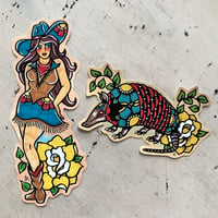 Image 3 of Traditional Tattoo Cowgirl Pin-up Sticker Decal