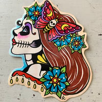 Image 3 of Day of the Dead Girl Moth Garland Sticker Decal