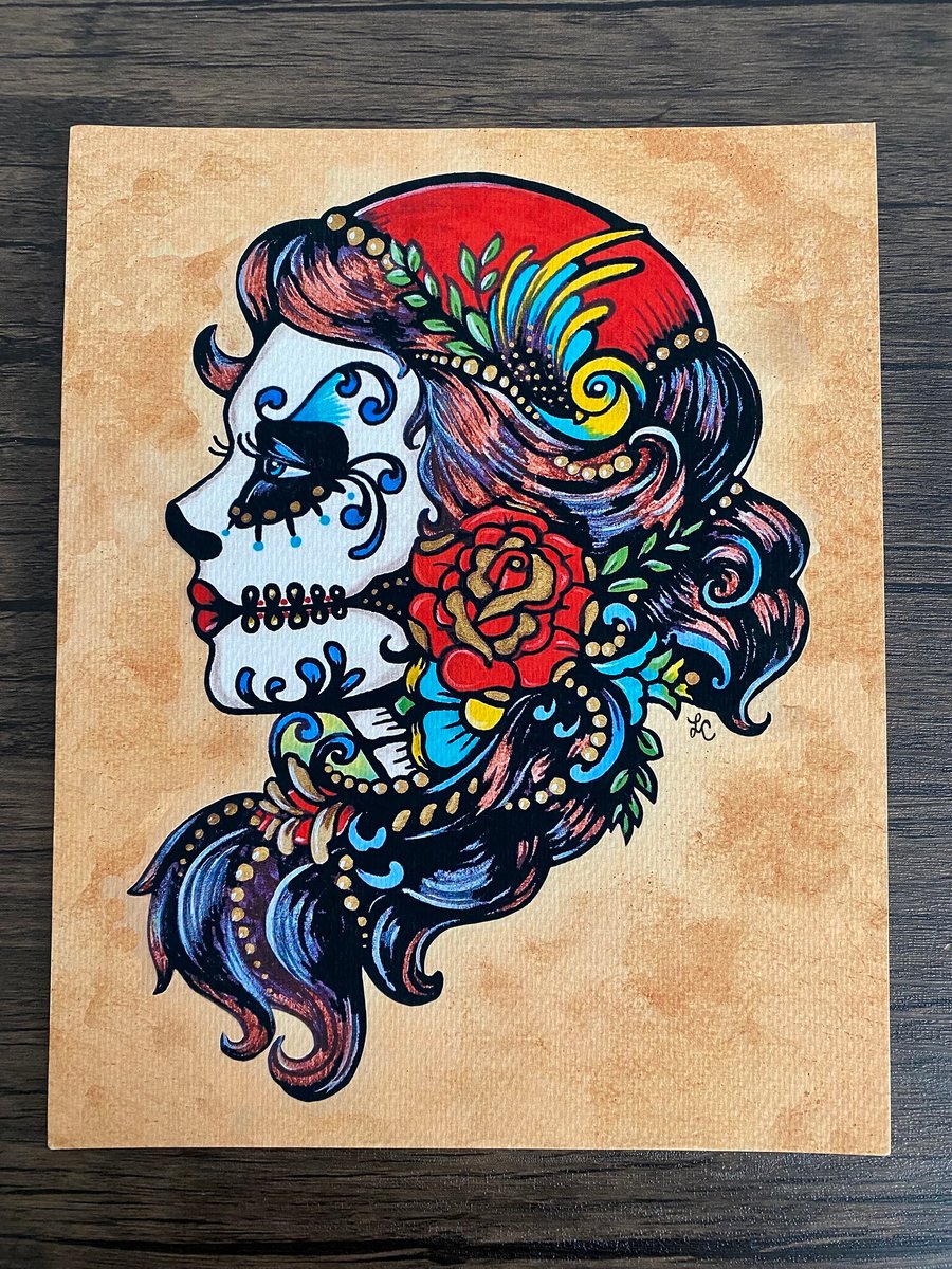 Image of Day of the Dead "Rose Red" Fairy Tale Inspired Art Print