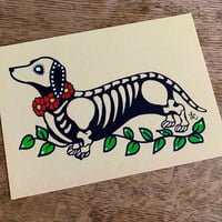 Image 3 of Day of the Dead Dachshund Sticker Decal