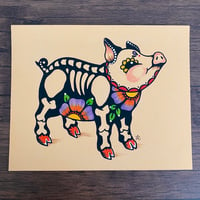 Image 3 of Day of the Dead Pig Mexican Folk Art Print