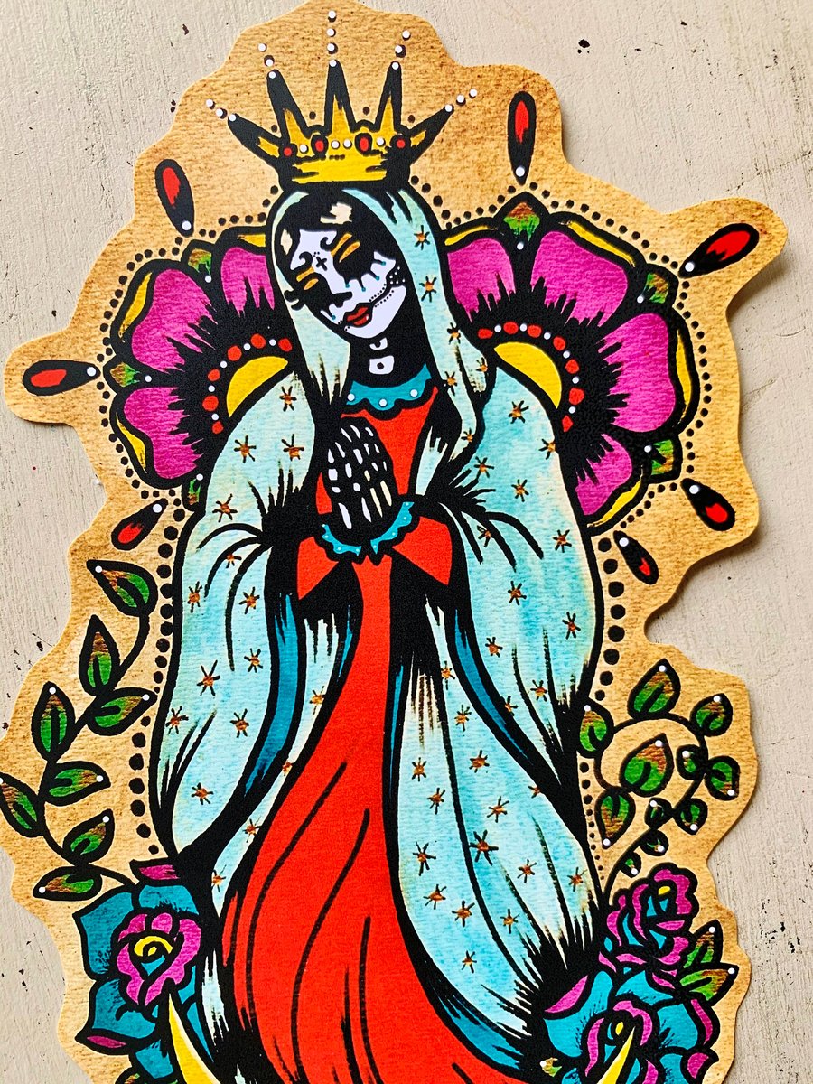 Image of Day of the Dead "Virgen de Guadalupe" Sticker Decal
