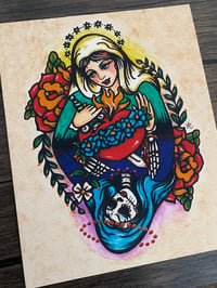 Image 1 of Day of the Dead Virgin Mary Traditional Tattoo Art Print