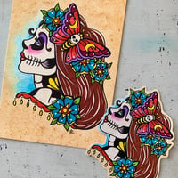 Image 4 of Day of the Dead Girl Moth Garland Sticker Decal