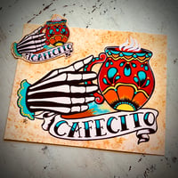 Image 3 of Day of the Dead "Cafecito" Coffee Sticker Decal or Magnet